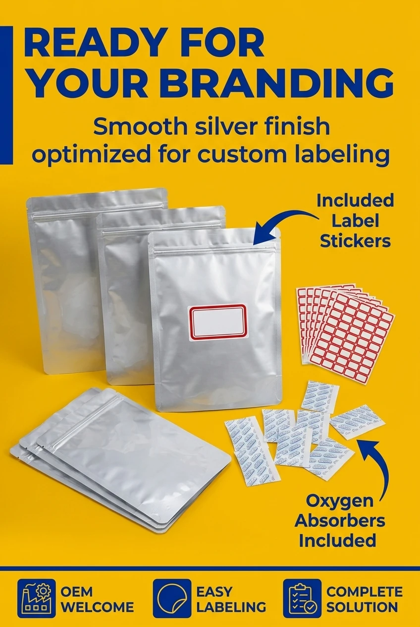 Anti-counterfeiting security label using stand up zipper pouch with dynamic rainbow shift
