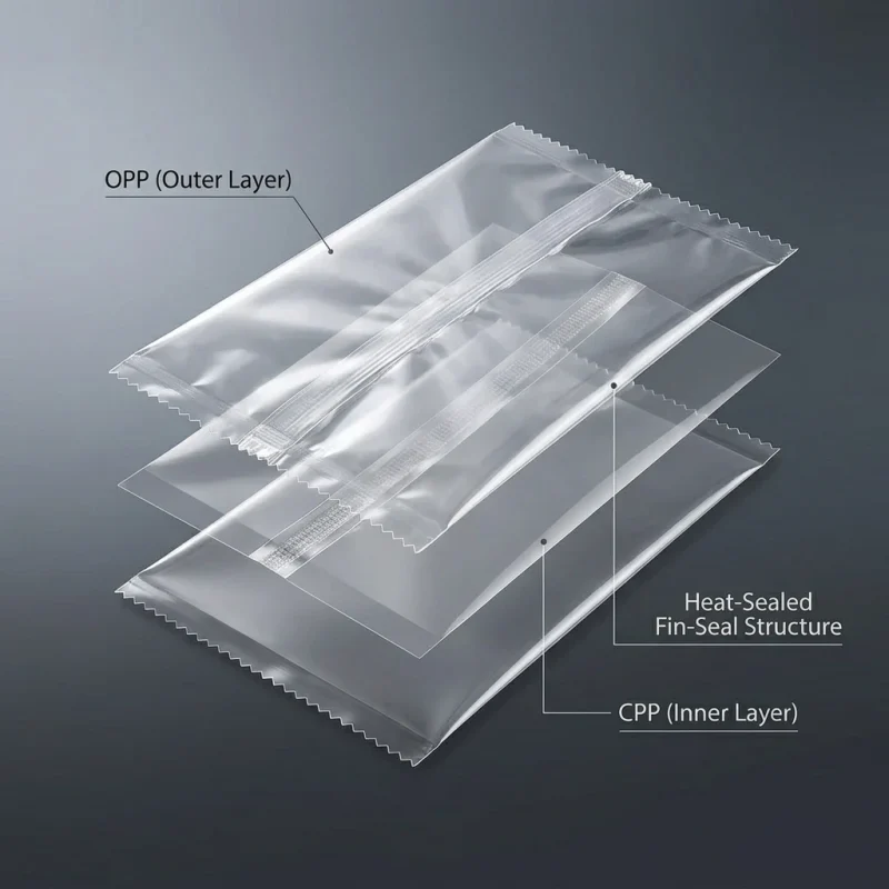 Industrial packaging of clear opp food packaging bag with custom width options for printing houses