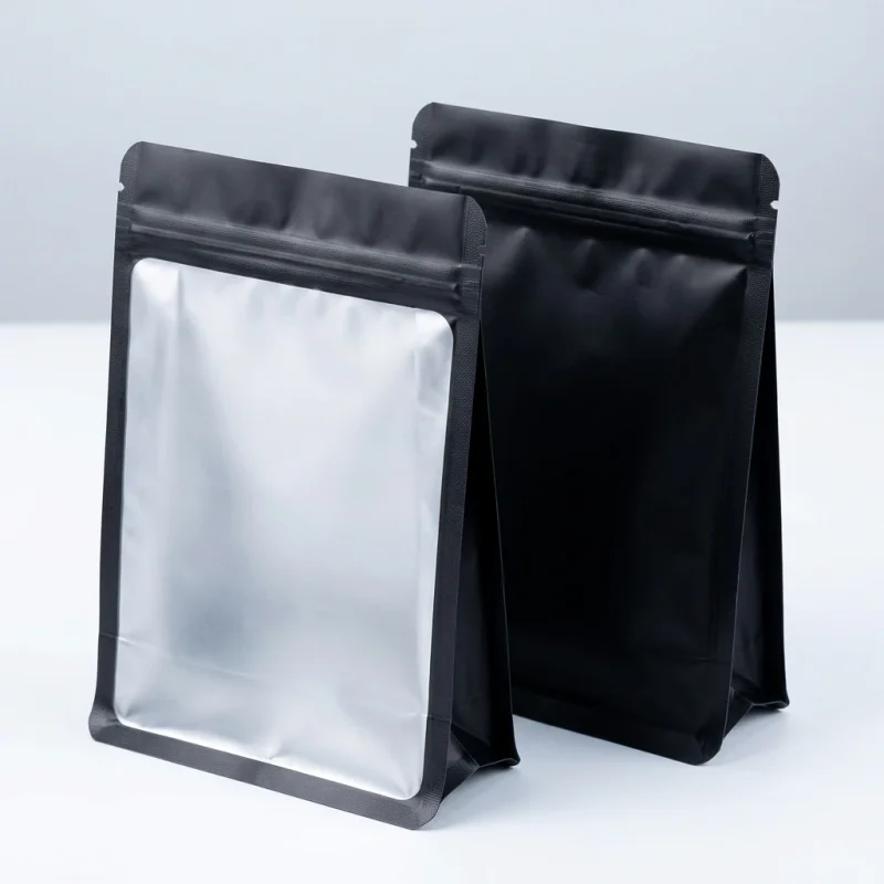 food grade stand up zipper pouch showing prismatic rainbow effect on transparent soft BOPP base