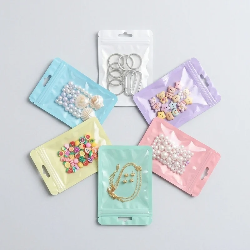 resealable food packaging bags showing prismatic rainbow effect on transparent soft BOPP base