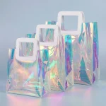 Soft holographic pvc cosmetic pouch material roll showing PET BOPP layer flexibility and durability