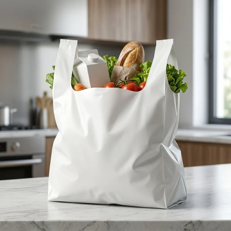 Industrial packaging of biodegradable plastic shopping bags with custom width options for printing houses