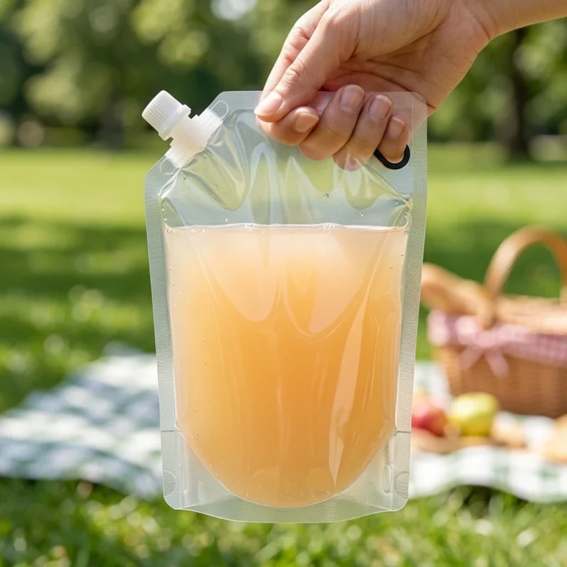 Industrial packaging of spout pouch with handle with custom width options for printing houses