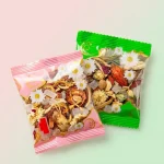 stand up food pouch applied on luxury gift packaging demonstrating 3D laser reflection