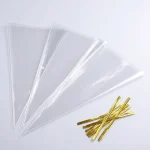 Clear Plastic Cone Treat Bags showing prismatic rainbow effect on transparent soft BOPP base