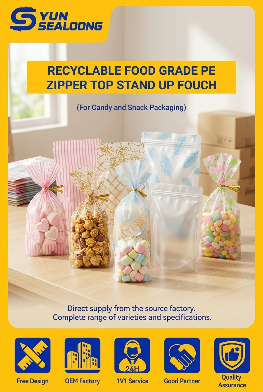 High Clarity BOPP Transparent Candy Packaging Bag Decorative Cellophane Treat Bags with Ties for Bakery Cookies