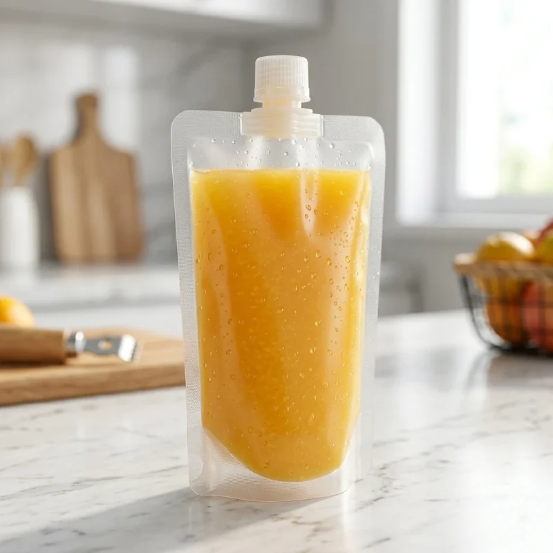 Soft stand up spout pouch material roll showing PET BOPP layer flexibility and durability