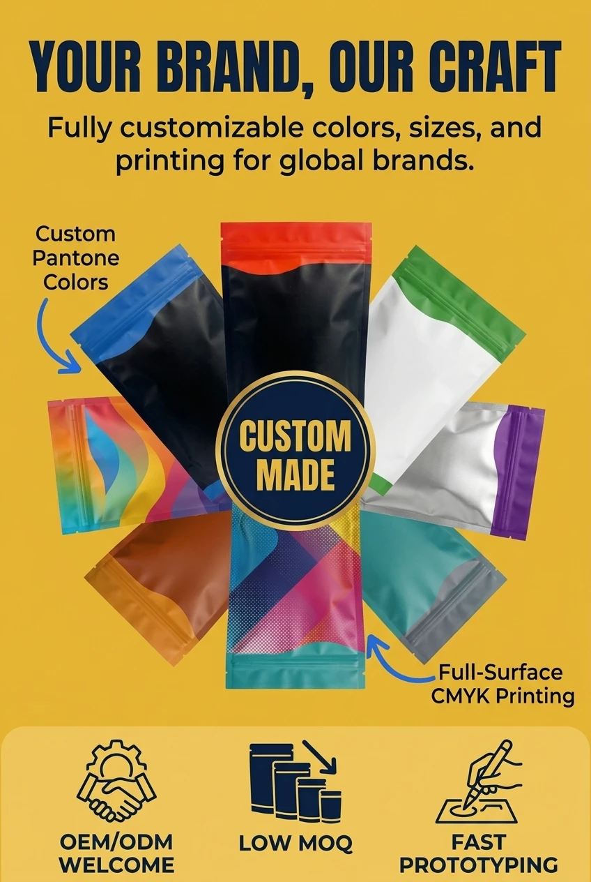 Anti-counterfeiting security label using stand up pouch with zipper with dynamic rainbow shift