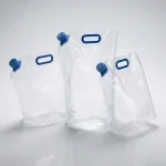 stand up spout pouch showing prismatic rainbow effect on transparent soft BOPP base