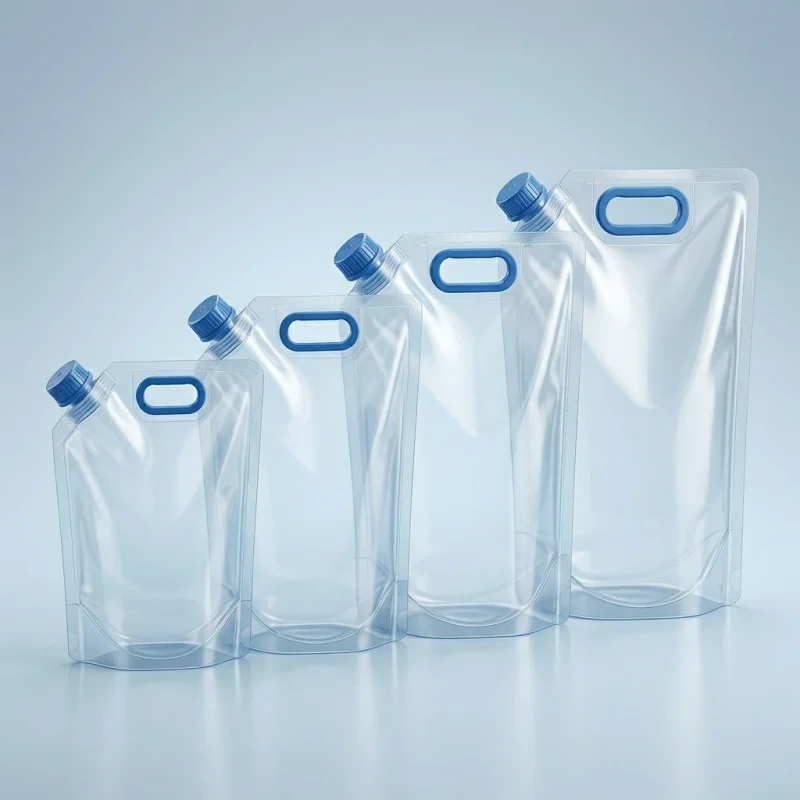 Soft stand up spout pouch material roll showing PET BOPP layer flexibility and durability