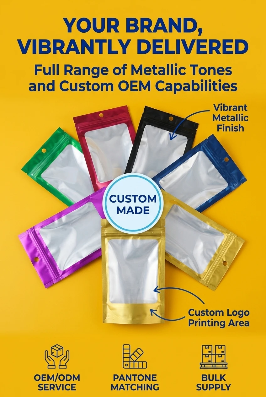Anti-counterfeiting security label using stand up pouch with zipper with dynamic rainbow shift