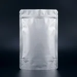 Close-up of stand up pouch with zipper surface with vertical holographic grating pattern