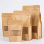 Kraft Stand Up Zip Lock Pouch showing prismatic rainbow effect on transparent soft BOPP base