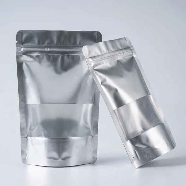 stand up zip lock pouch showing prismatic rainbow effect on transparent soft BOPP base