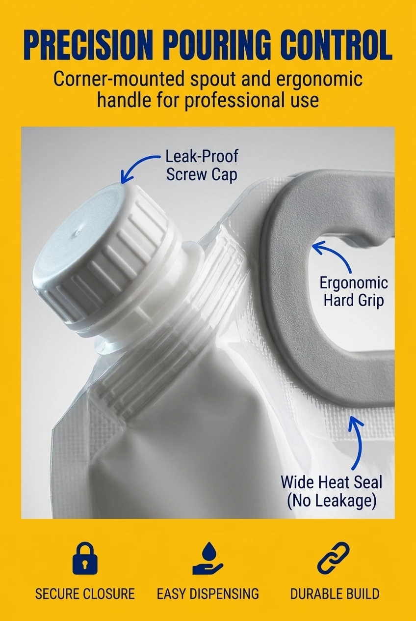 High-quality refill spout pouch featuring a precision-engineered corner screw cap. Our juice spout pouch utilizes a standard