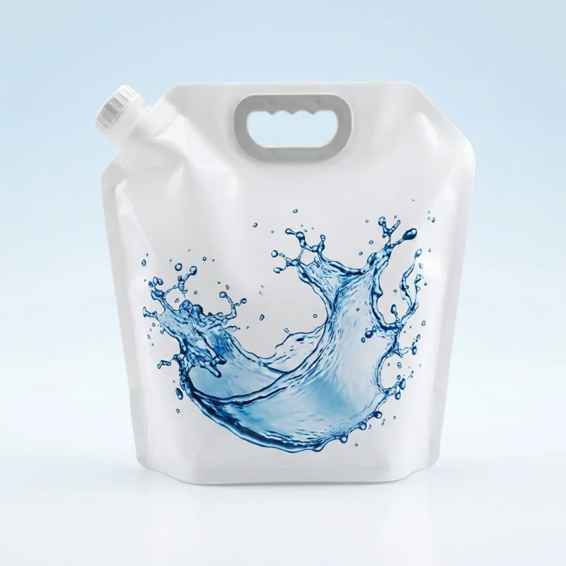 Industrial packaging of stand up spout pouch with custom width options for printing houses