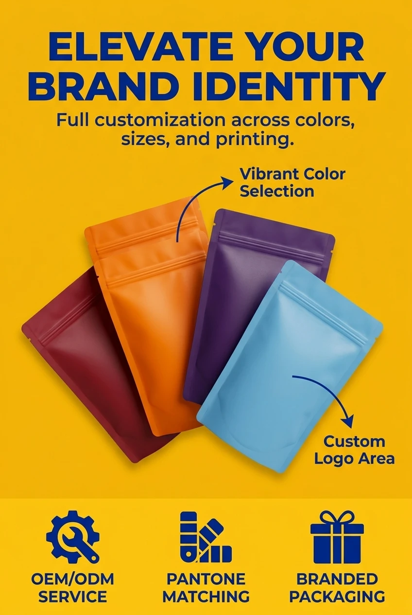 Anti-counterfeiting security label using Stand Up Zip Lock Pouch with dynamic rainbow shift