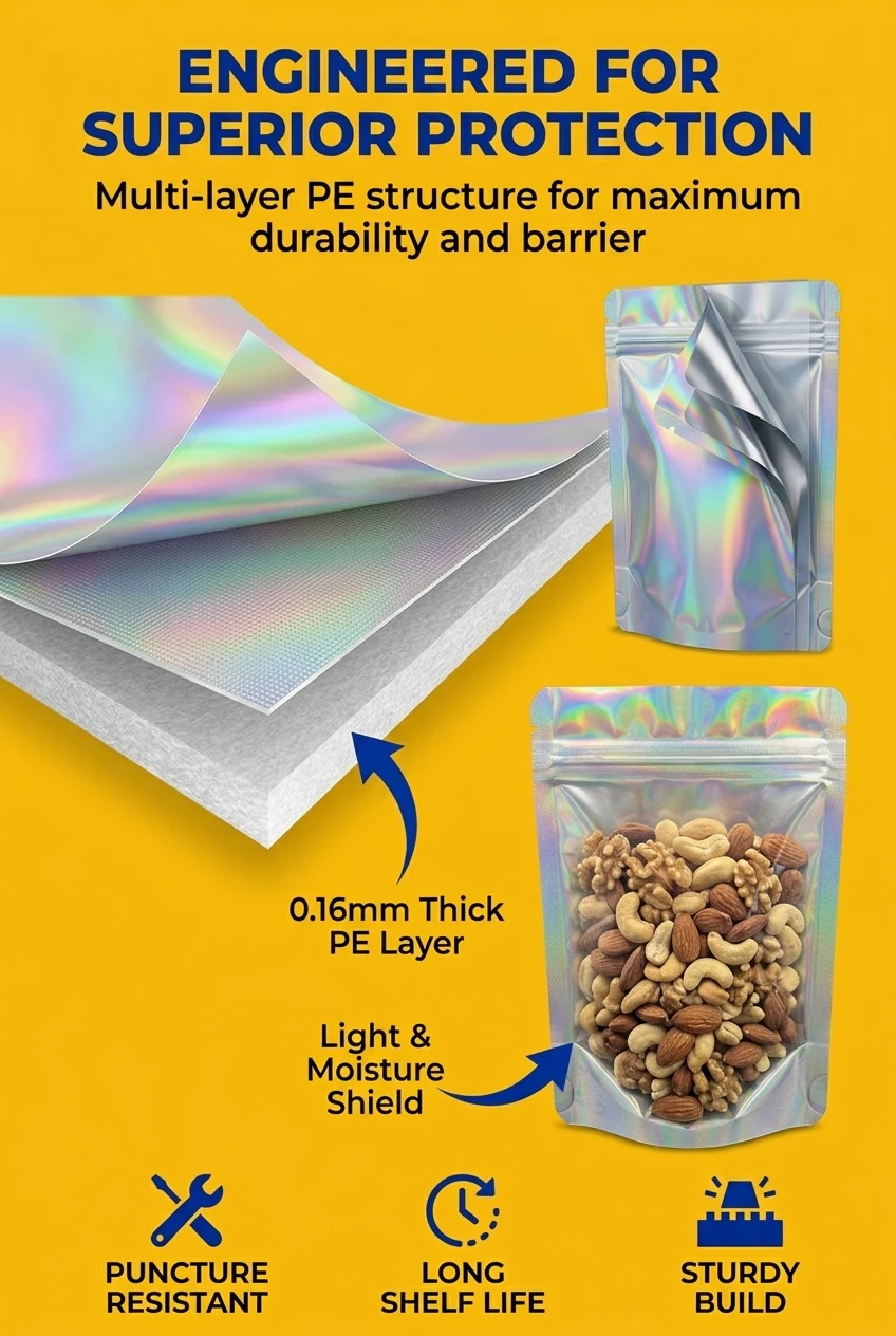 Durable 0.16mm PE material structure designed for zip lock pouch longevity. This plastic shopping bag with handle offers exce
