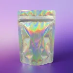 Industrial packaging of Holographic Stand Up Zip Lock Bags with custom width options for printing houses