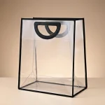Clear Plastic Shopping Bag with Handle applied on luxury gift packaging demonstrating 3D laser reflection