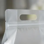 Flat bottom zipper bag with handle applied on luxury gift packaging demonstrating 3D laser reflection