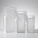 Industrial packaging of Flat bottom zipper bag with handle with custom width options for printing houses