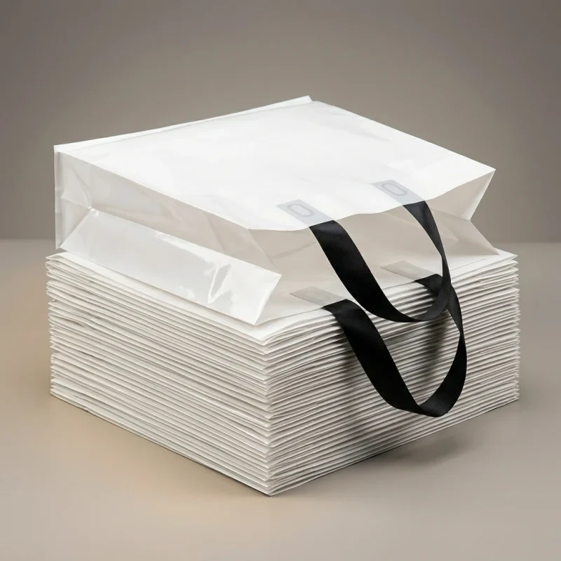 LDPE patch handle bags compatibility test with UV digital printing and cold lamination equipment