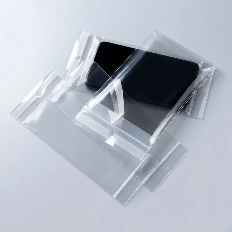 heavy duty clear mylar bags showing prismatic rainbow effect on transparent soft BOPP base