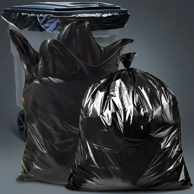heavy duty pe garbage bag showing prismatic rainbow effect on transparent soft BOPP base