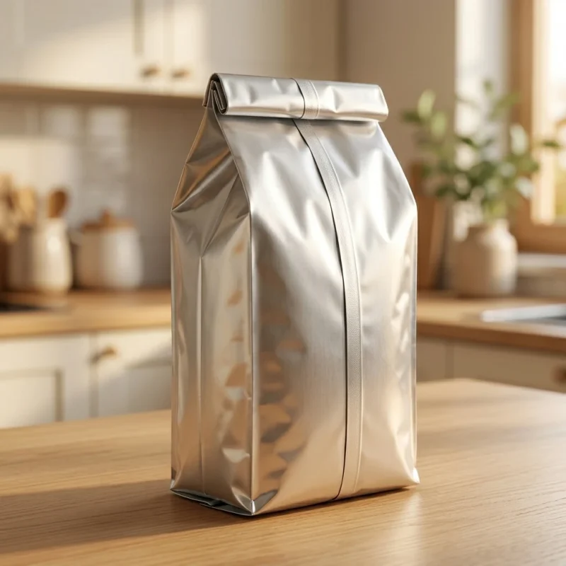 Soft Square bottom plastic packaging bag material roll showing PET BOPP layer flexibility and durability