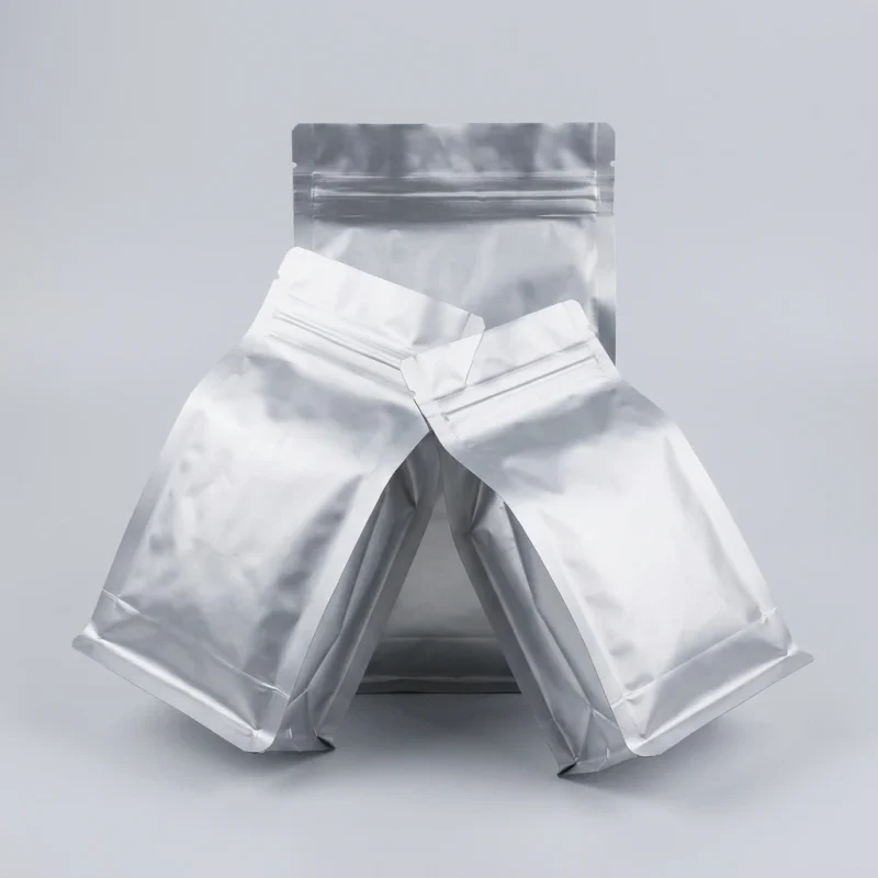 Flat Bottom Zipper Pouch showing prismatic rainbow effect on transparent soft BOPP base