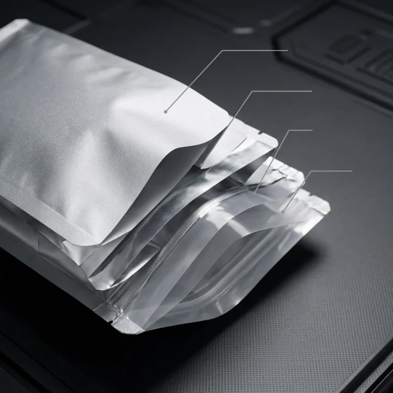 Industrial packaging of Flat Bottom Zipper Pouch with custom width options for printing houses