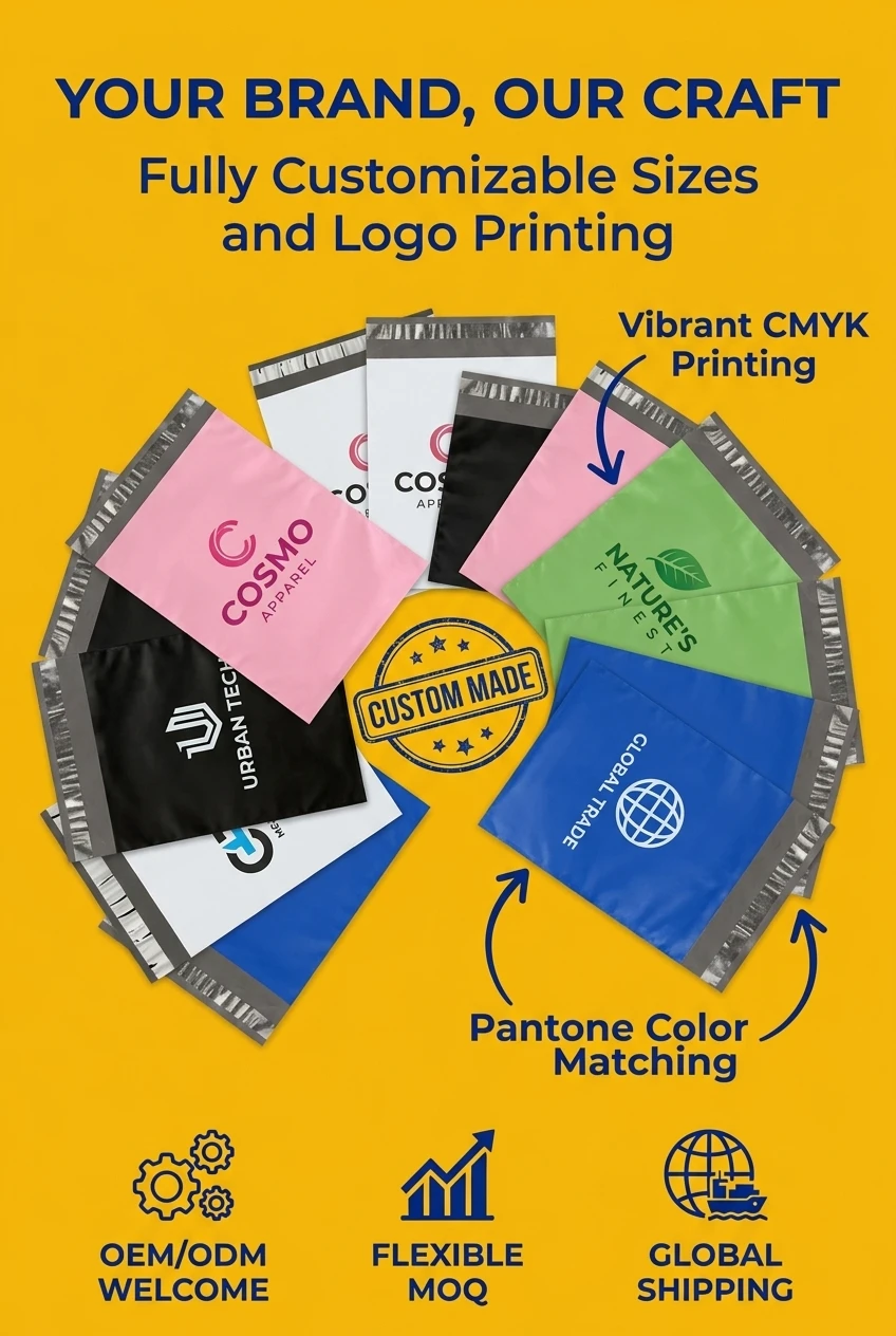 Anti-counterfeiting security label using self sealing poly mailer bags with dynamic rainbow shift