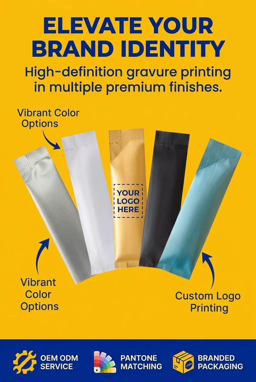 Waterproof side gusset food pouches protecting printed gift box designs from moisture