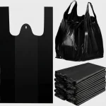 Close-up of PE side gusset plastic bag surface with vertical holographic grating pattern