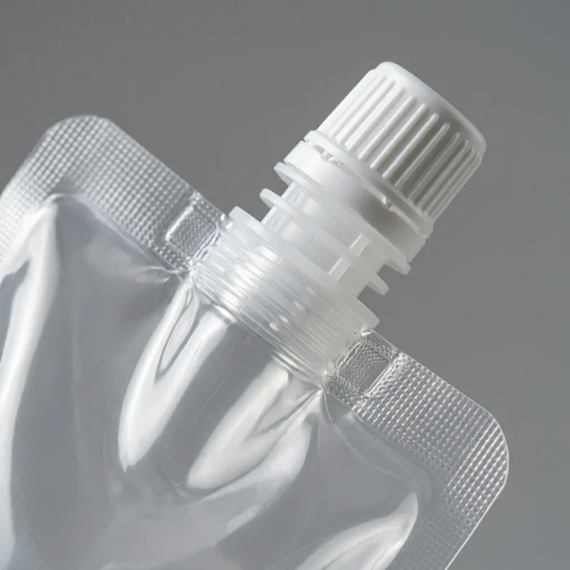 Close-up of Stand Up Spout Pouch surface with vertical holographic grating pattern