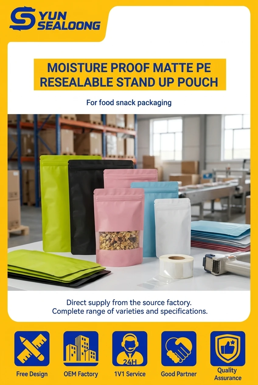Wholesale Matte Printing Customer Logo Plastic Zipper Bag Double-sided Opaque 3 Side Seal Heat Seal Pouch for Gemstones