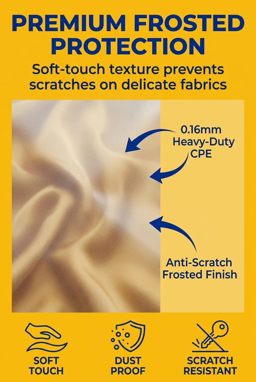Professional frosted plastic zipper bag with soft-touch texture. This 0.16mm thick zipper pouch provides superior puncture re