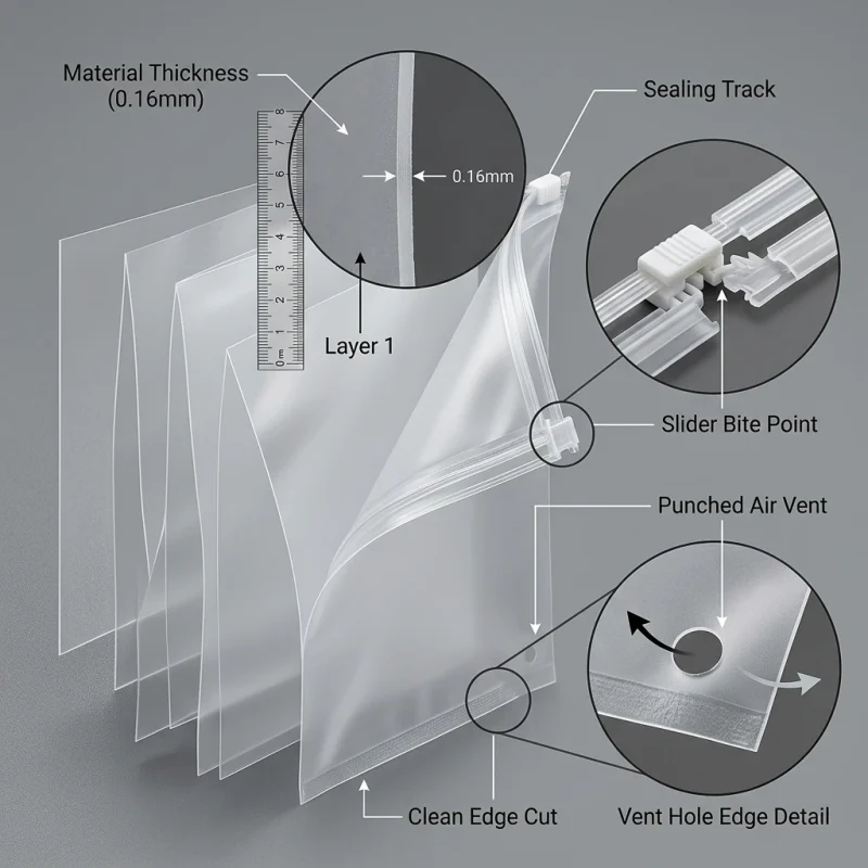 Industrial packaging of frosted slider zipper bag with custom width options for printing houses