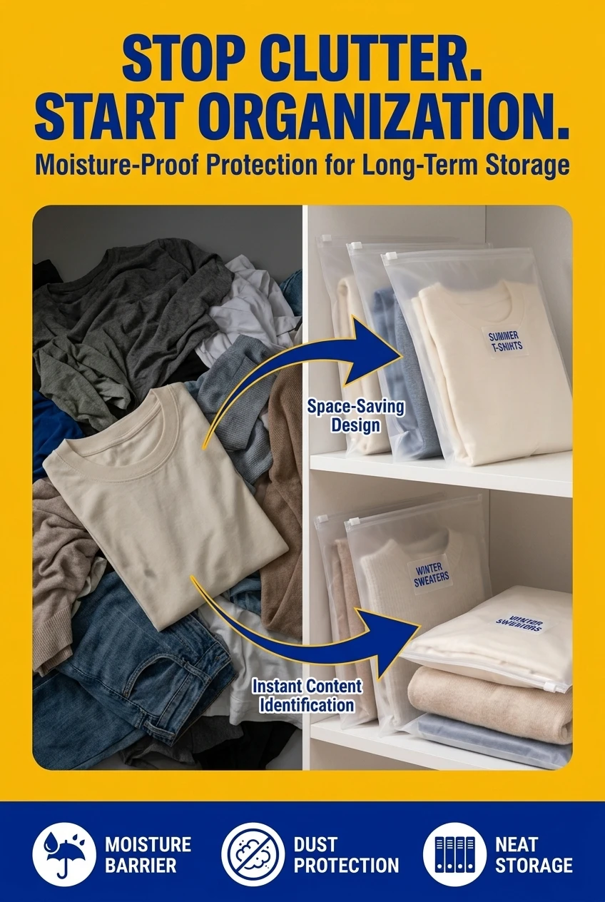 Solve storage problems with our plastic zipper bag. This pvc zipper pouch offers a moisture-proof and dust-proof solution for