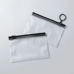 frosted slider zipper bag showing prismatic rainbow effect on transparent soft BOPP base
