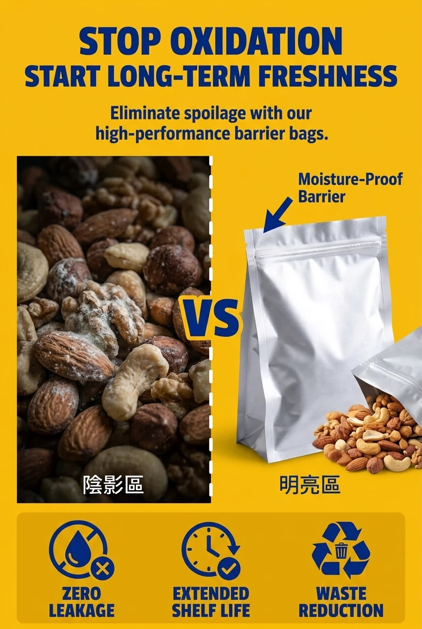 Solve food spoilage issues with our high-barrier resealable food packaging bags. Our stand up pouch with zipper prevents mois
