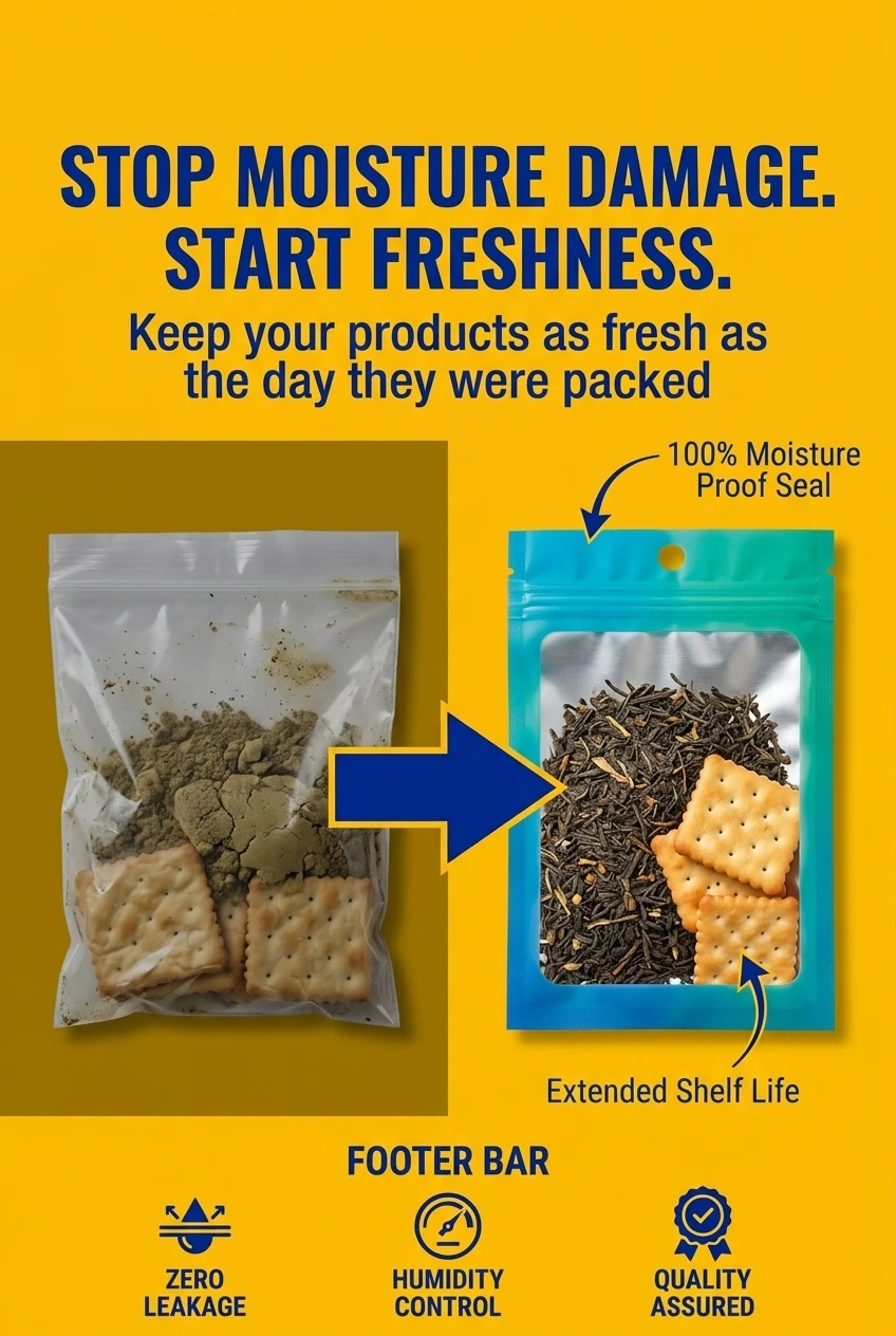 The ultimate solution for humidity control in packaging. Our plastic zipper bag prevents oxidation and moisture ingress that