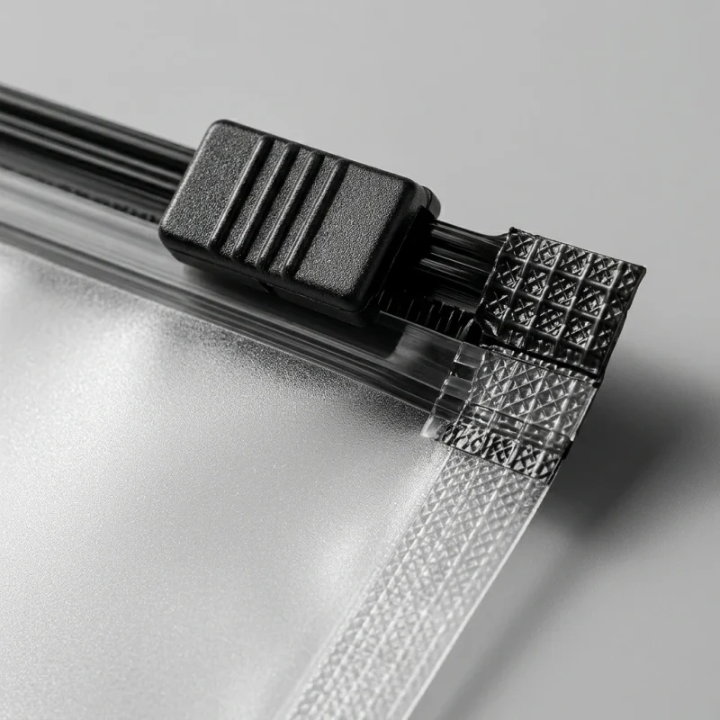 frosted slider zipper bag applied on luxury gift packaging demonstrating 3D laser reflection