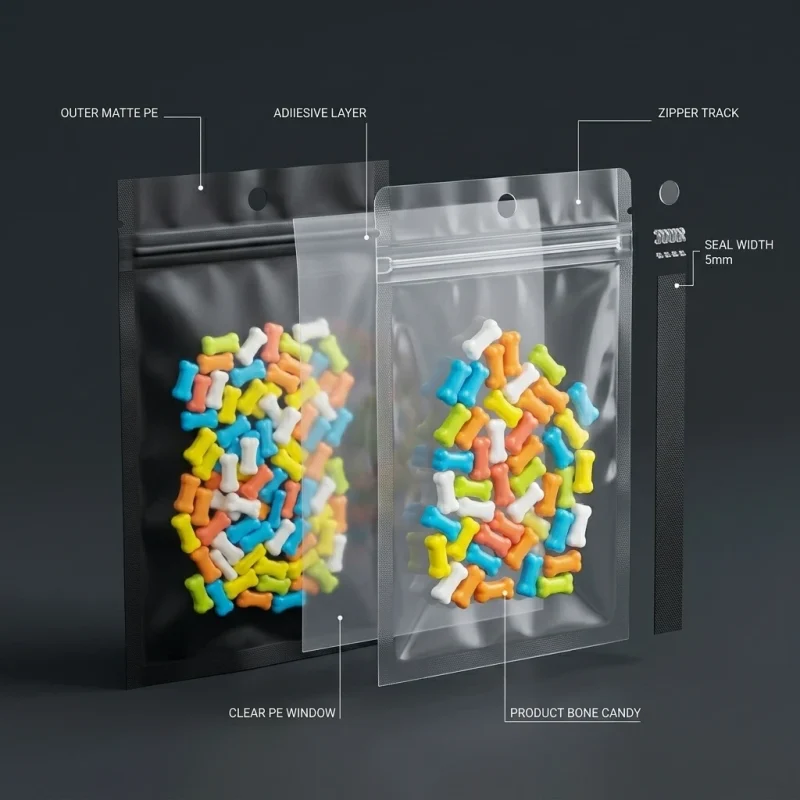 PE plastic zipper bag applied on luxury gift packaging demonstrating 3D laser reflection