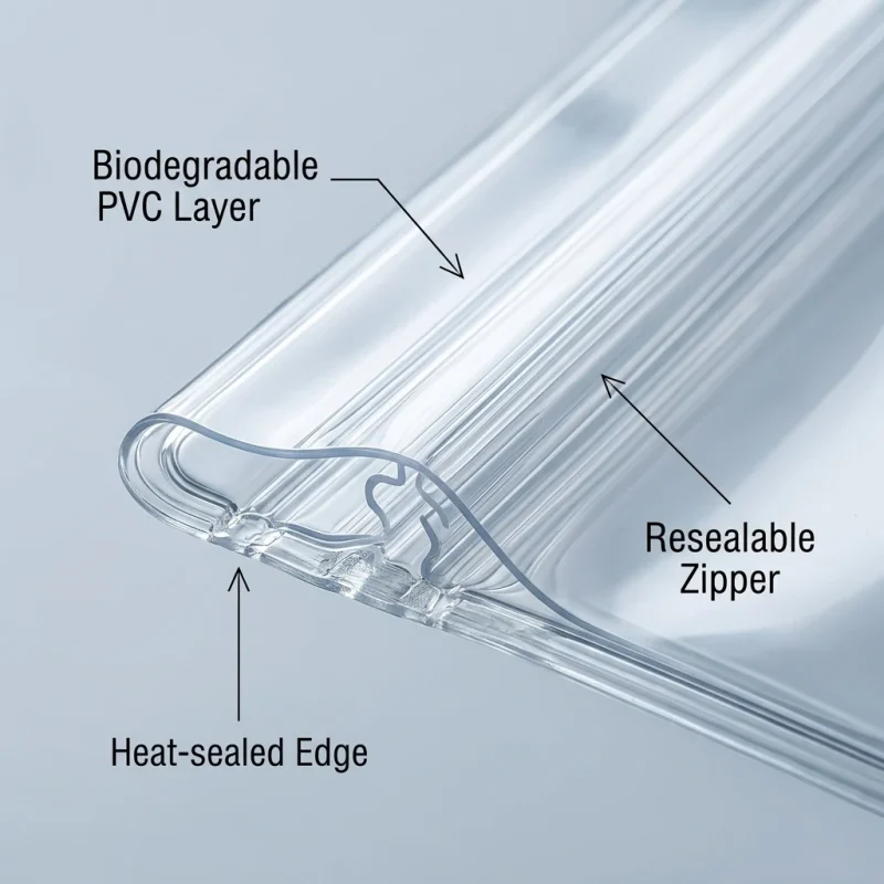 Soft pvc zipper pouch material roll showing PET BOPP layer flexibility and durability