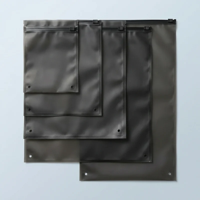 Soft frosted plastic zipper bag material roll showing PET BOPP layer flexibility and durability