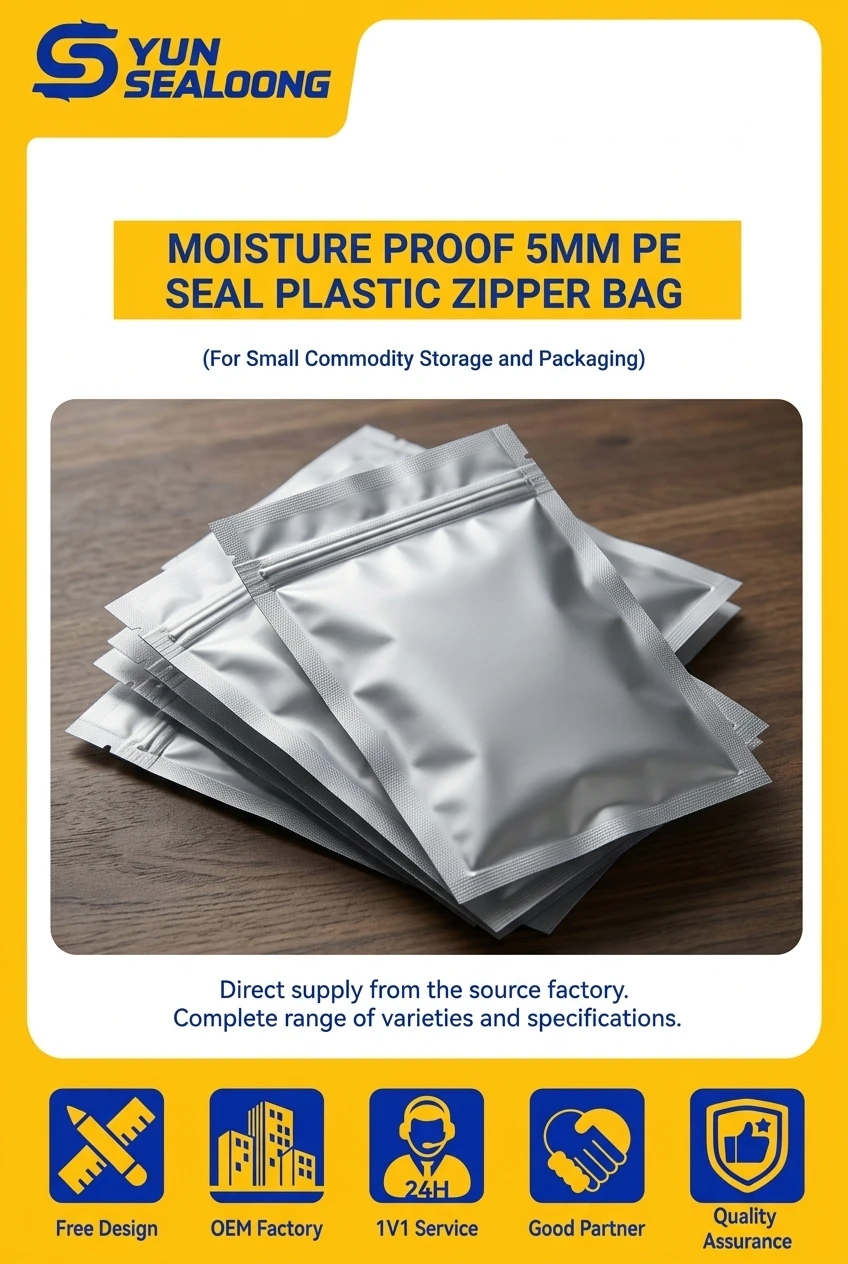 Smell Proof Mylar Bag Resealable Zip Lock Aluminum Foil Ziplock Bag 3 Side Seal Small Flat Plastic Pouch for Herb Powder Tea