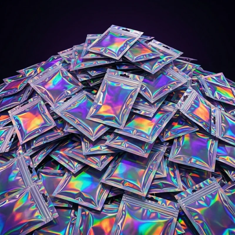 Holographic zip lock bags compatibility test with UV digital printing and cold lamination equipment