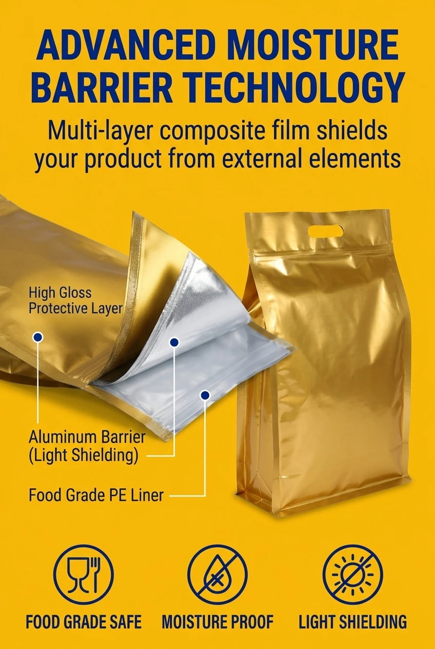 Multi-layer resealable food packaging bags with superior moisture-proof properties. Our zip lock t shirt bag utilizes high-ba